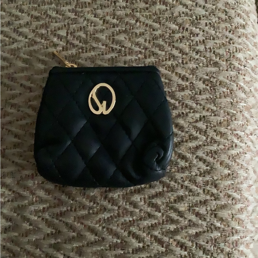 St. John Black Leather Coin Purse